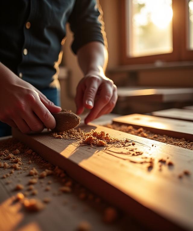 Artesano trabajando madera noble en taller de Madrid